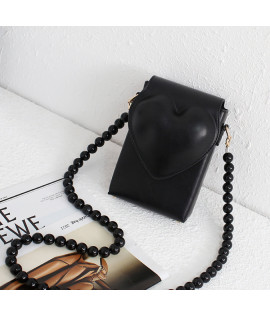 Phone Bag, New Japanese & Korean Ins Style with Heart & Bead Chain - Fresh & Cute Mini Crossbody/Shoulder Bag