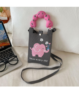 Knitted Phone Bag, Niche Cartoon Design - Cute Mini & Portable Crossbody Square Bag for Versatile Commuting SANJIYI