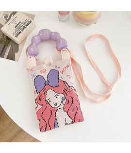 Knitted Phone Bag, Niche Cartoon Design - Cute Mini & Portable Crossbody Square Bag for Versatile Commuting SANJIYI