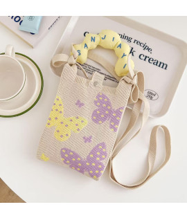 Knitted Phone Bag, Niche Cartoon Design - Cute Mini & Portable Crossbody Square Bag for Versatile Commuting SANJIYI