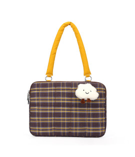 iPad Sleeve & Laptop Bag, Vintage Elegant Tartan Pattern - New Convertible Shoulder/Hand Carry Case with Cloud Charm for 13/14 inch