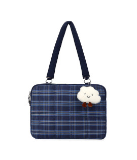 iPad Sleeve & Laptop Bag, Vintage Elegant Tartan Pattern - New Convertible Shoulder/Hand Carry Case with Cloud Charm for 13/14 inch