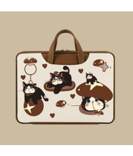 Laptop Bag, Mallard-Inspired Original Cat Illustration - Hand Carry for Apple & Huawei Laptops