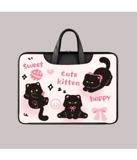 Laptop Bag, Mallard-Inspired Original Cat Illustration - Hand Carry for Apple & Huawei Laptops