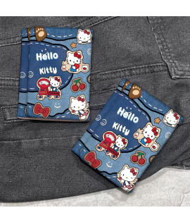 Wallet, Denim Hello Kitty Tri-fold - New Couple's Coin Purse & Multi-functional Card Holder with Multiple Slots, Cute & Compact