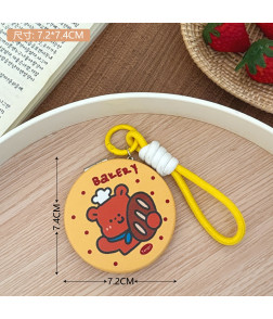 Makeup Mirror, Cute Cartoon Illustration - Portable Folding Compact Mirror for Touch-ups