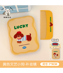 Makeup Mirror, Cute Cartoon Illustration - Portable Folding Compact Mirror for Touch-ups